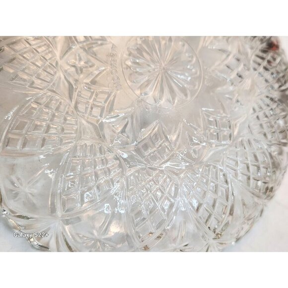 Rare! Vintage Indonesia, FNG PINEAPPLE STAR GLASS Bowl  5.5" diameter Great Cond - Picture 8 of 9